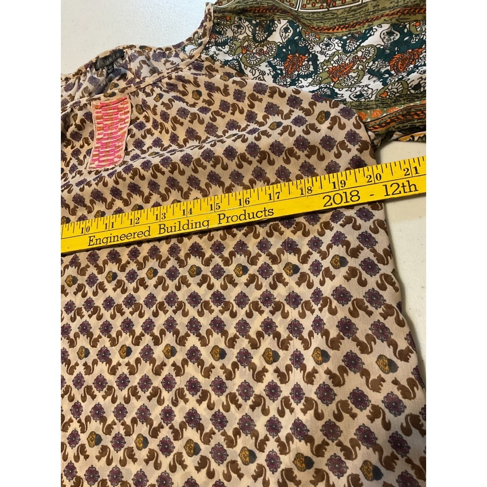 2 HANNAH Boho Embroidered Peasant Blouse Top Women's M Beige Floral Print - Picture 5 of 13